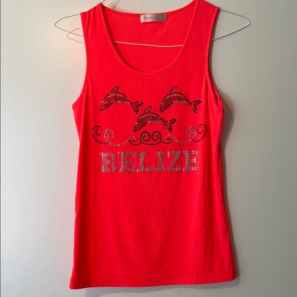 NWOT tropical embellished tank top
